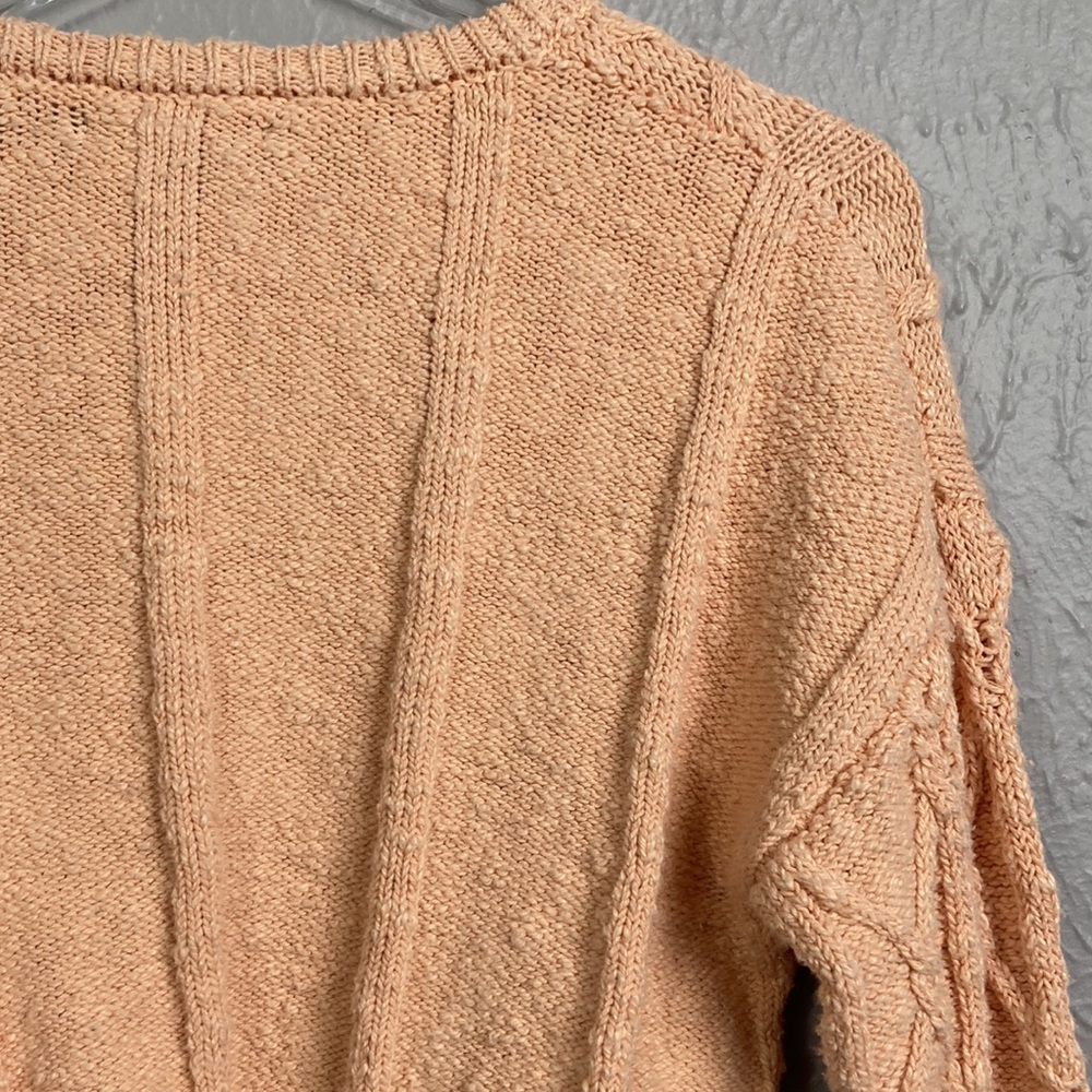 Forever 21 Peachy Pink Long Sleeve Open Knit Crop Top Sweater Size Small - Picture 8 of 8